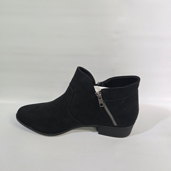 Sun + Stone Black Western Moto Ankle Booties Zip Faux Suede Block Heel Size 12 - Picture 3 of 10